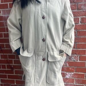 Vintage Wool Hooded Coat with Big Pockets